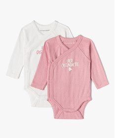 body bebe en maille ajouree a ouverture croisee - lulucastagnette (lot de 2) rose body manches longuesD455601_1