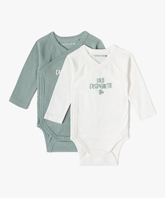 body bebe manches longues en bord-cote - lulucastagnette (lot de 2) vert body manches longuesD455701_1