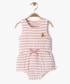 GEMO Combishort bébé à bretelles en éponge rayé - LuluCastagnette blanc standard