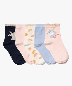 chaussettes bebe fille a motifs et paillettes sur la tige (lot de 5) roseD457301_1