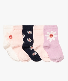 GEMO Chaussettes bébé fille à imprimé fleuri (lot de 5) Violet