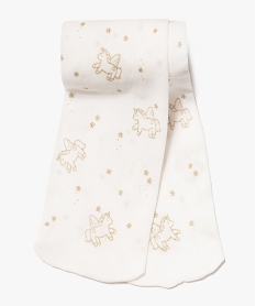 collant bebe fille avec motifs licornes et etoiles pailletees beigeD457501_1