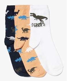 GEMO Chaussettes garçon à motifs dinosaures (lot de 3) Bleu