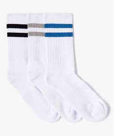 chaussettes de sport avec bandes colorees garcon (lot de 3) blancD458101_1