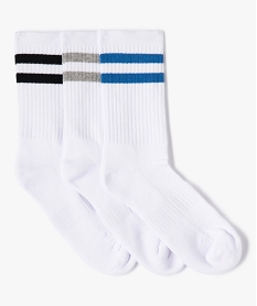 GEMO Chaussettes de sport avec bandes colorées garçon (lot de 3) blanc standard