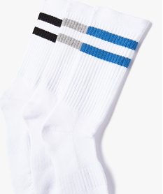 chaussettes de sport garcon avec bandes colorees sur la tige (lot de 3) blancD458101_2