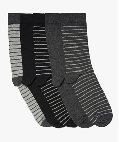 chaussettes homme tige haute a rayures (lot de 5) noirD458601_1