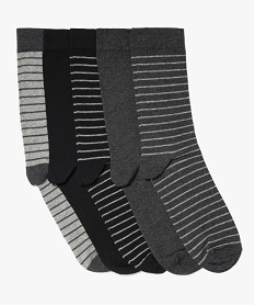 chaussettes homme tige haute a rayures (lot de 5) noir standardD458601_1