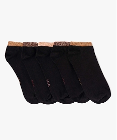 GEMO Chaussettes femme tige ultra courte avec paillettes (lot de 5) Noir