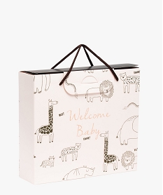 GEMO Boîte cadeau de naissance à anses imprimé animaux Blanc