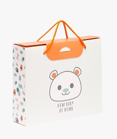 GEMO Boîte cadeau de naissance à anses imprimé ours Jaune