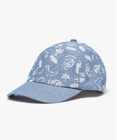 casquette bebe garcon en jean imprime de motifs dinosaures bleu standardD465401_1