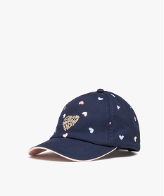 GEMO Casquette bébé fille à motifs coeurs et inscription pailletée Bleu