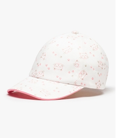 GEMO Casquette bébé fille souple à motif chat all over et visière bicolore Blanc