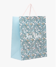GEMO Sac cadeau en papier format moyen motif fleuri Bleu