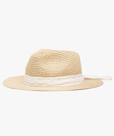 GEMO Chapeau fille en paille et fil Lurex forme Fedora Beige