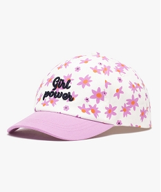 GEMO Casquette fille à motifs fleuris et broderie en relief blanc standard