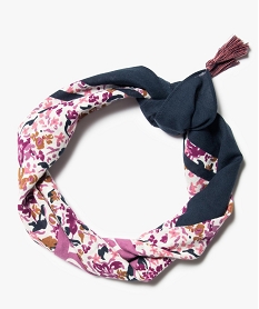 foulard file a message avec motifs fleuris et pompons rose standard foulards echarpes et gantsD475201_1