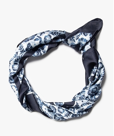 foulard fille satine a motifs fleuris - lulucastagnette bleu foulards echarpes et gantsD475301_1