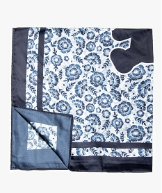foulard fille satine a motifs fleuris - lulucastagnette bleu foulards echarpes et gantsD475301_2