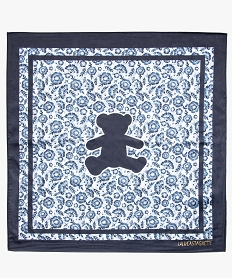 foulard fille satine a motifs fleuris - lulucastagnette bleu foulards echarpes et gantsD475301_3