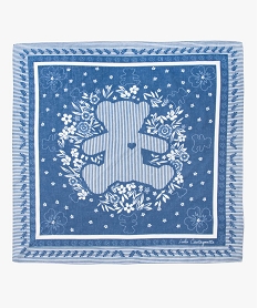 foulard fille bicolore avec motifs fleuris - lulucastagnette bleuD475401_3