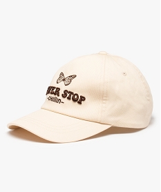 GEMO Casquette fille avec motif papillon et inscription brodée Beige