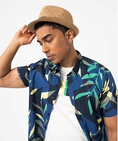 GEMO Chapeau homme en paille forme trilby Beige