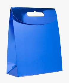 GEMO Sac cadeau grand format avec rabat scratch coloris métallisé Bleu