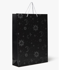 GEMO Sac cadeau grand format à motif astral pailleté noir standard