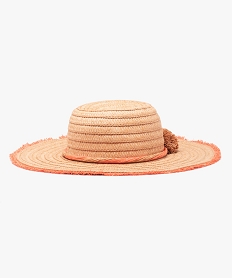 chapeau femme en paille avec pompons et franges beige standardD487001_1