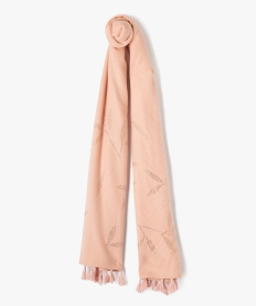GEMO Echarpe femme avec motifs feuillage en strass Rose