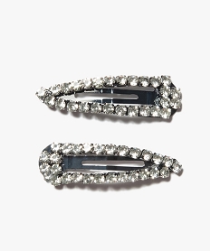 GEMO Barrettes femme forme clic-clac avec strass (lot de 2) Gris