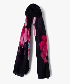 foulard femme rectangulaire imprime fleurs bleuD494901_1