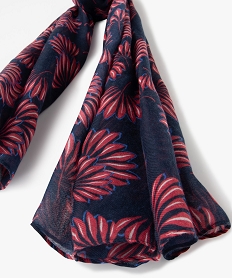 foulard femme a motif fleuri rectangulaire bleuD495001_2