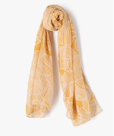 foulard femme en voile imprime graphique jaune standardD495101_1