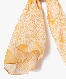 foulard femme en voile imprime graphique jaune standardD495101_2