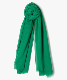 GEMO Foulard femme extra fin en polyester recyclé uni Vert