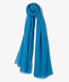 foulard femme extra fin en polyester recycle uni bleu standardD496001_1