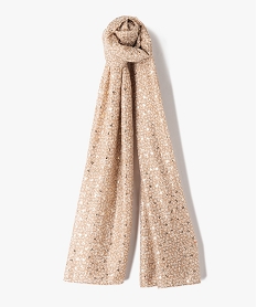 GEMO Foulard femme rectangulaire à motifs fleuri et doré Beige