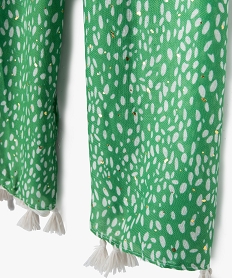 foulard femme a motifs fleuris et touches pailletees vert autres accessoiresD496301_2