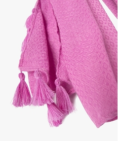 foulard femme uni en maille texturee et finitions pompons parme autres accessoiresD496501_2