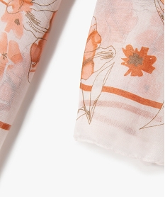 foulard femme en voile fleuri grand format orange standardD496801_2