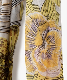 foulard femme en voile imprime fleurs et paillettes multicoloreD496901_2