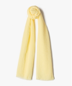 foulard femme extra fin en polyester recycle uni jaune standardD497401_1