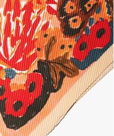 foulard femme carre plisse a motif fleuri multicoloreD497601_2