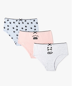 shorties fille a motifs animaliers en coton biologique stretch (lot de 3) imprime sous-vetementsD498901_1