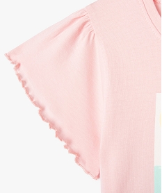 pyjashort fille avec motif tropical et finitions froncees roseD500101_2