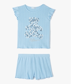 pyjashort fille en maille fantaisie - lulucastagnette bleu pyjamasD500201_1