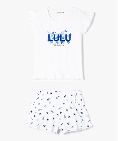 GEMO Pyjashort fille en maille fantaisie - LuluCastagnette Blanc